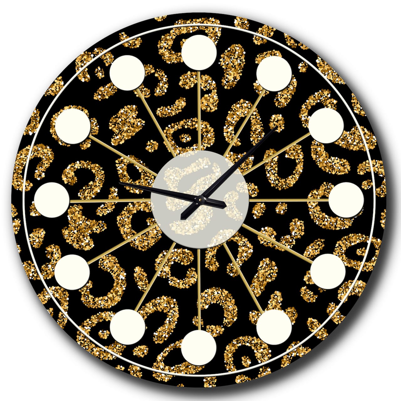 Designart 'Golden Leopard Fur Mid-Century Modern Wall Clock